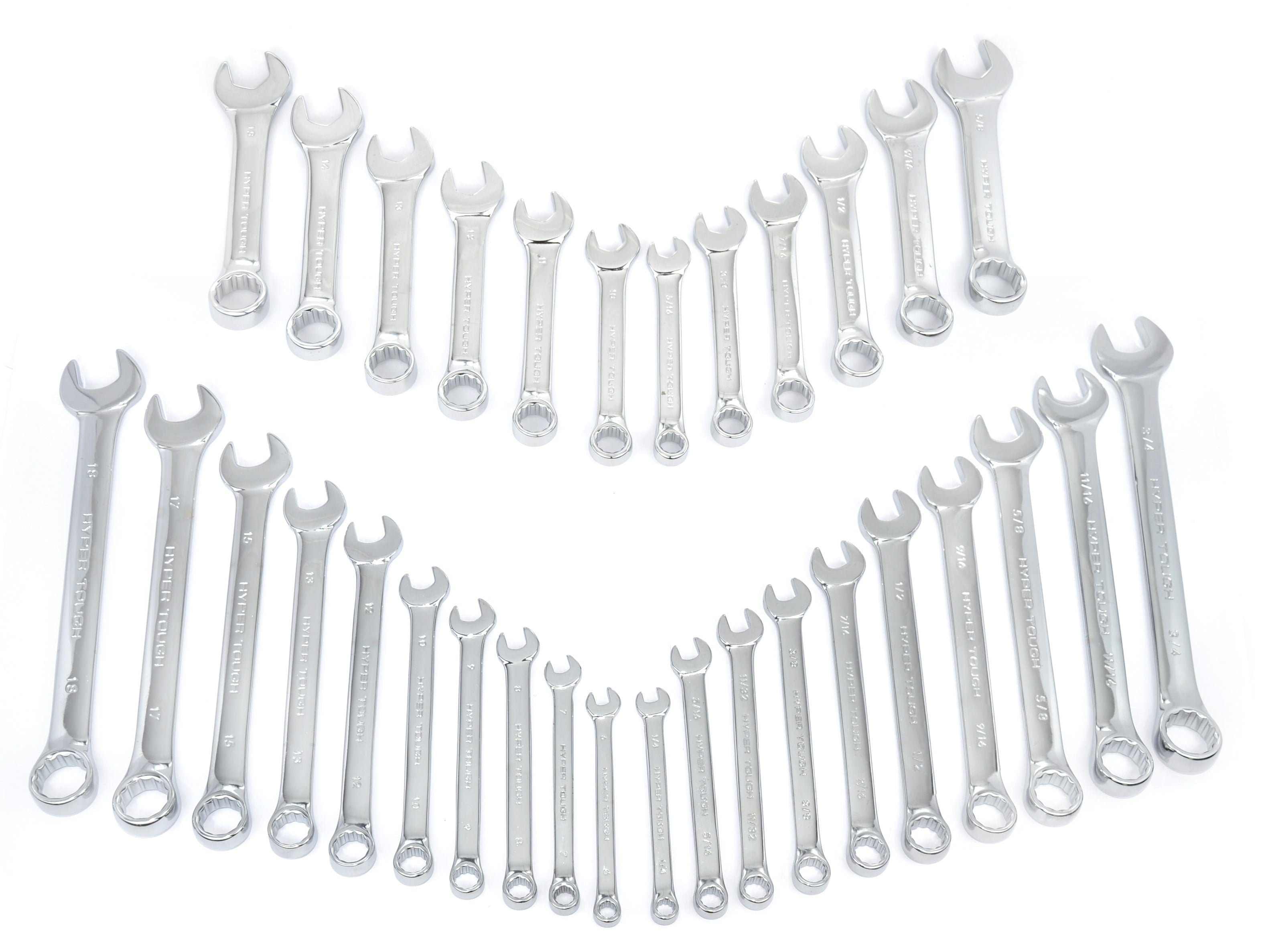 32-Piece Combination Wrench Set, SAE & Metric, Chrome Vanadium Steel, Standard & Stubby Sizes, Storage Case Included - Image 3