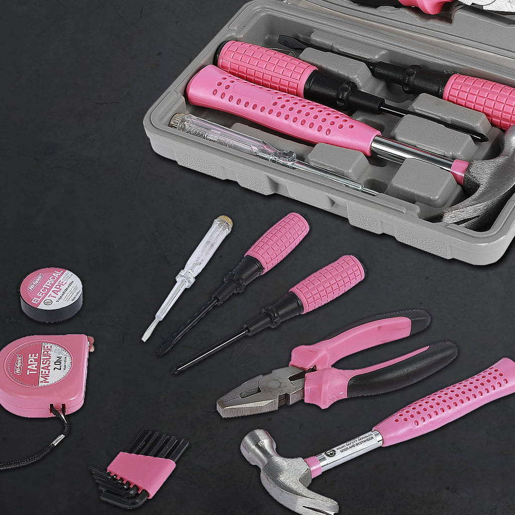 Tool Set,Home Repair Tool Kit,Pink Tool Set for Women,with Case,Steel,Pink,1.58 lbs - Image 2