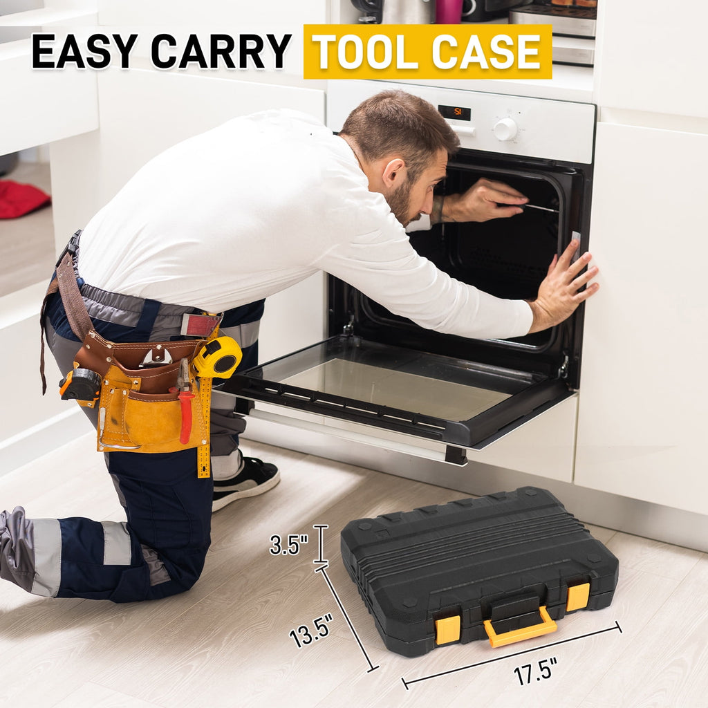 198 Piece Tool Set, General Household Hand Tool Kit Socket Wrench Auto Repair Tool, W/ Storage Case, Yellow - Image 5