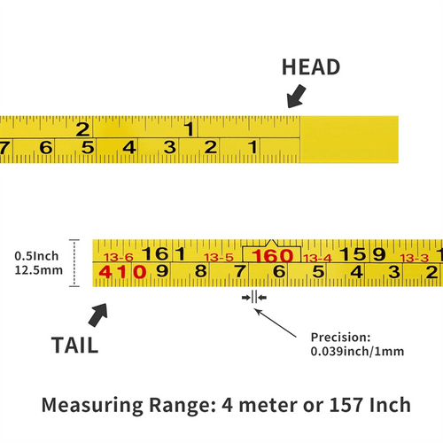 2 Steel Self-Adhesive Measuring Tape, Right to Left Reading 200cm or 78-Inch Imperial and Metric Ruler Tape - Image 2
