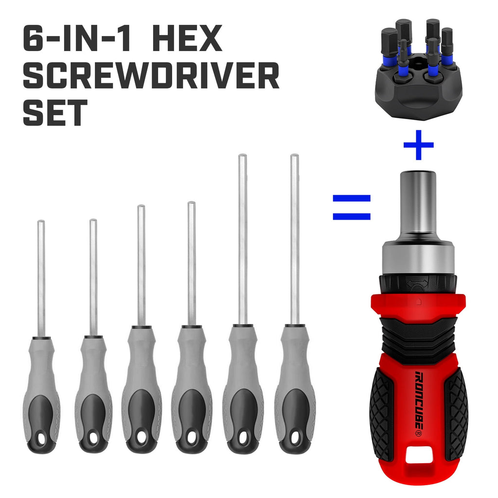 6 in 1 Multi Hex Screwdriver Set, Magnetic Bit Drive Set with Interchangeable Ratchet Handle - Image 5