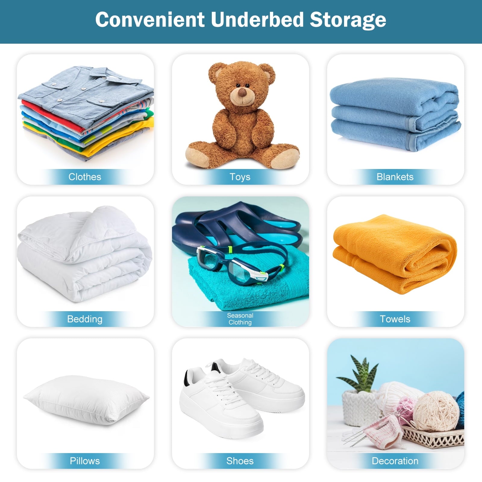Underbed Storage Bag 90L, 3 Large Bins with Reinforced Handles Containers, Visible Clothes Storage Bags for Blanket Pillow Quilts, Closet Organizers