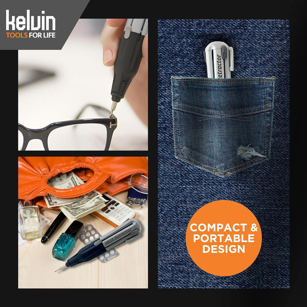 Kelvin Retractor Mini Precision Screwdriver Set, 6 in 1 Upgraded Retract-A-Bit Screwdriver, Multi Screwdriver Tool All in One for Glasses, E - Image 2