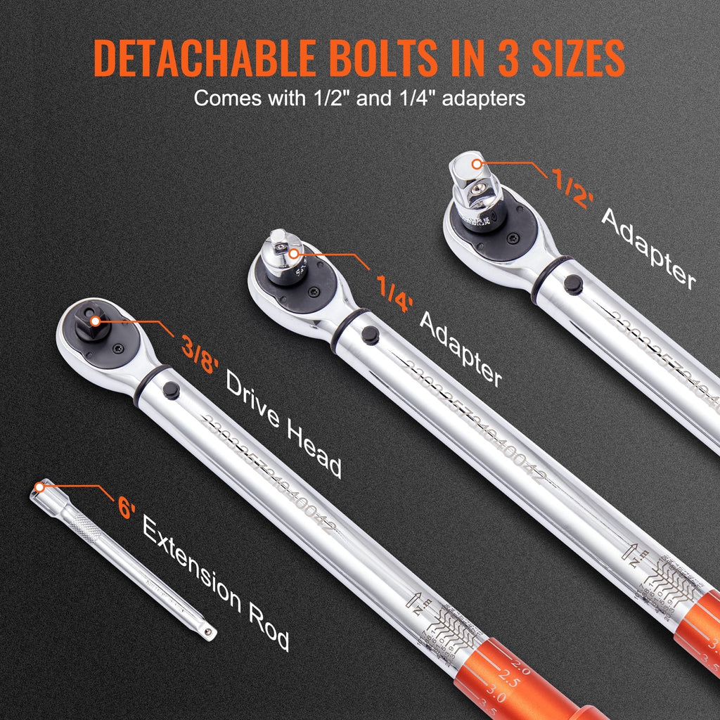 Torque Wrench, 3/8-inch Drive Click Mechanism, Adjustable 10-80ft.lb/14-110n.m, Two-Way Torque Wrench Set, Mechanical... - Image 5