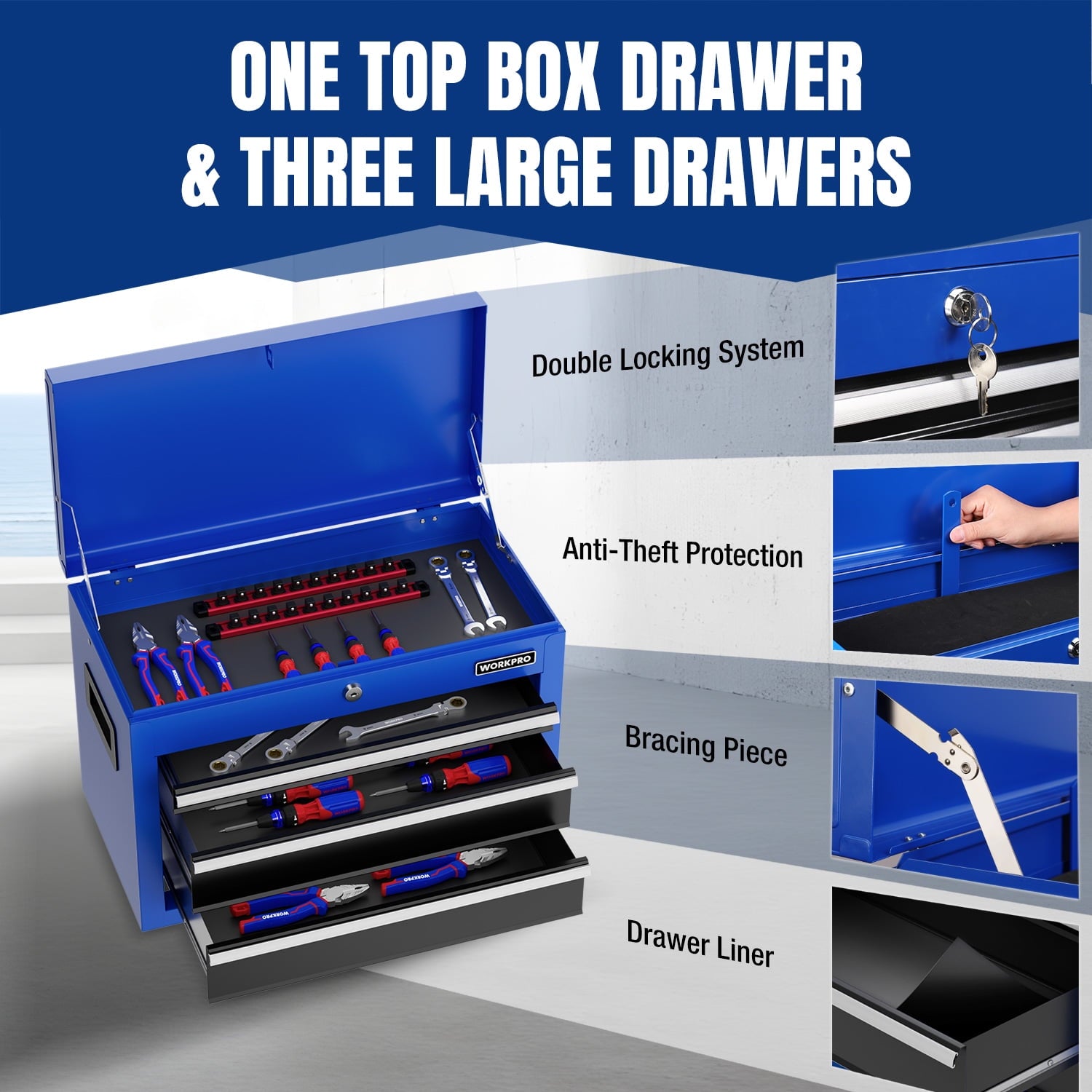 20 inch 5-Drawer Rolling Tool Chest, Sliding Metal Drawer Rolling Tool Storage Cabinet, Removable Toolbox Organizer f... - Image 4