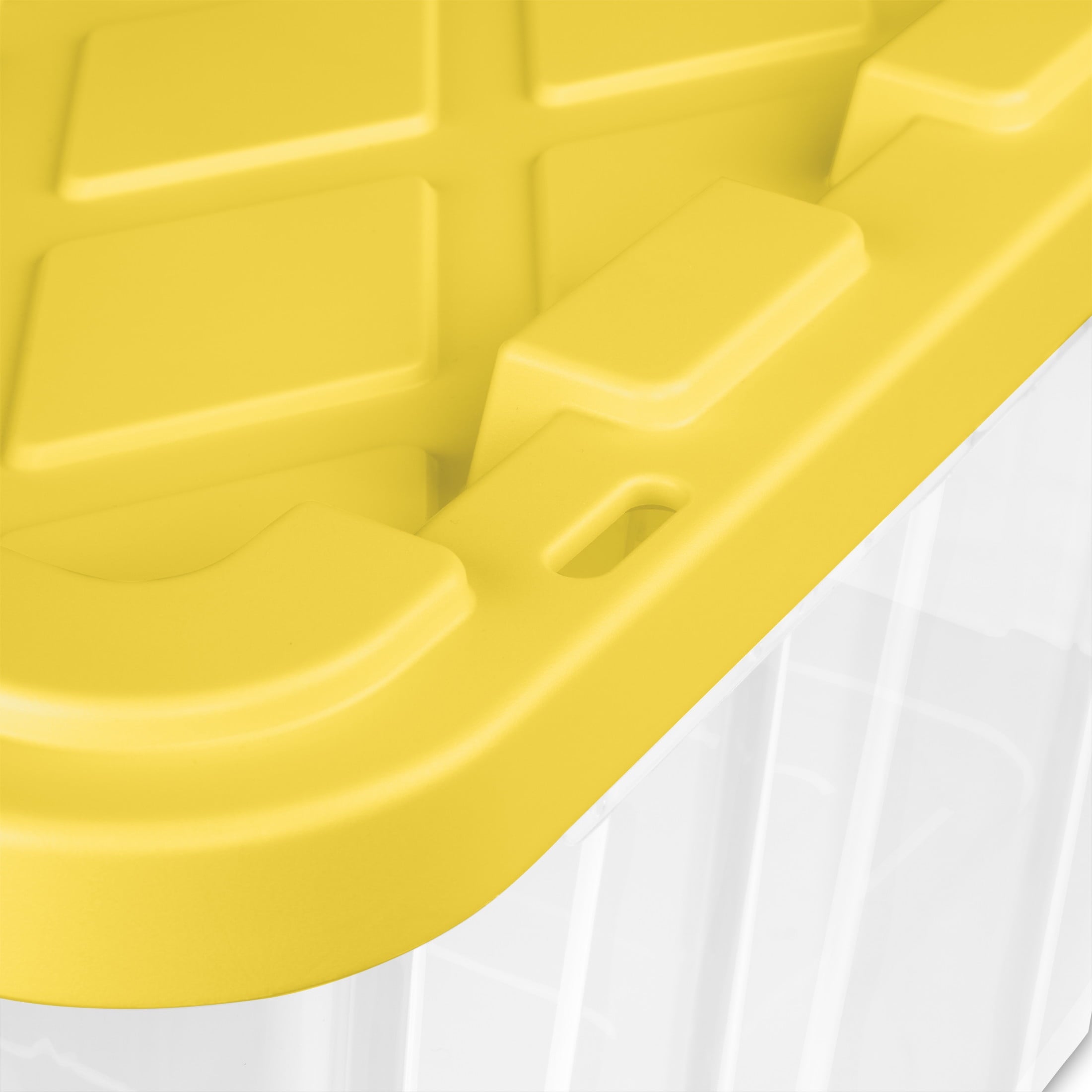 Large Storage Bin, 27 Gallon Plastic Storage Tote with Snap-On Lid, Black and Yellow, 6 Pack