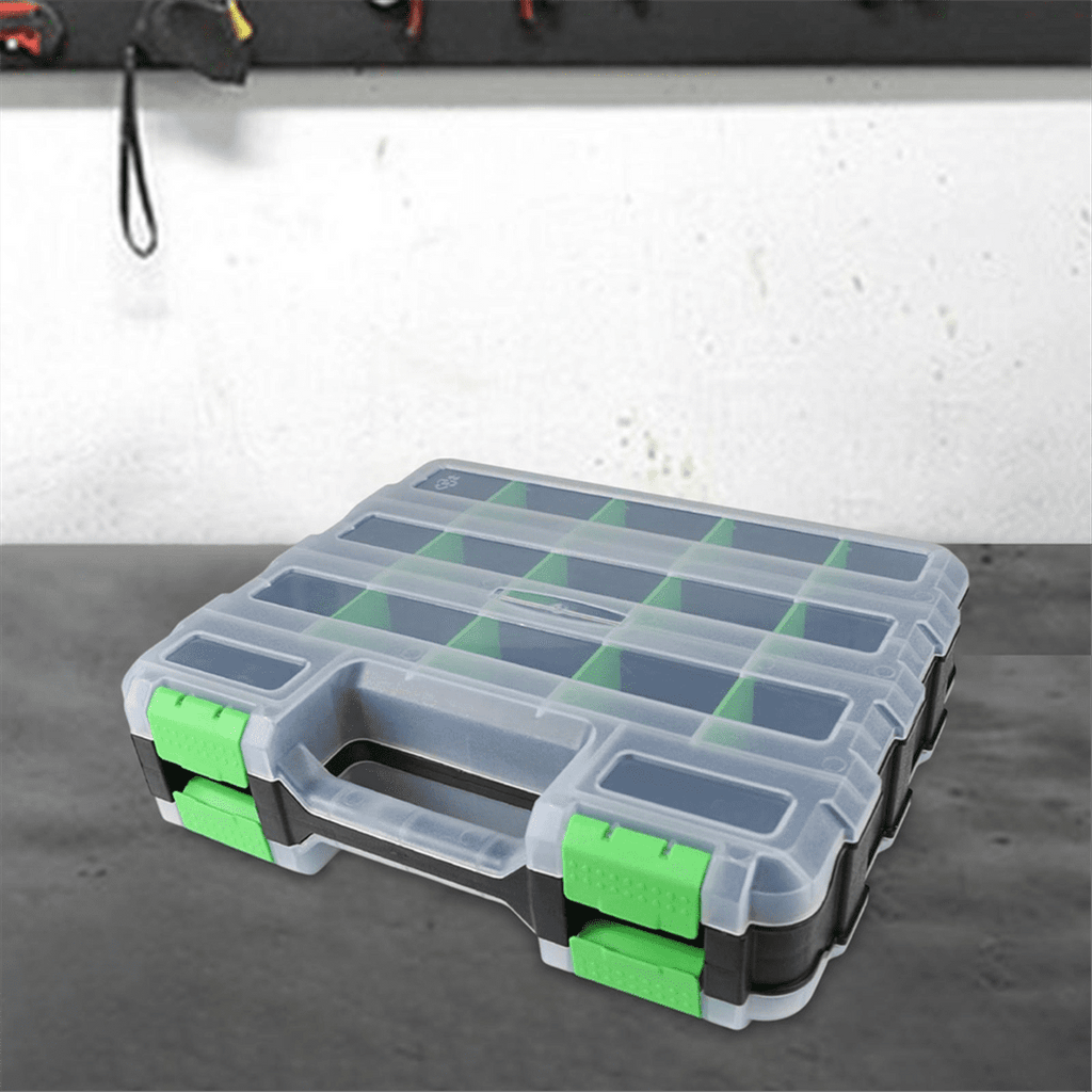 Box with 34 Compartments Hardware Storage Container for Nuts Small Parts Screw Fasteners,1 x Tool Box,Green - Image 4