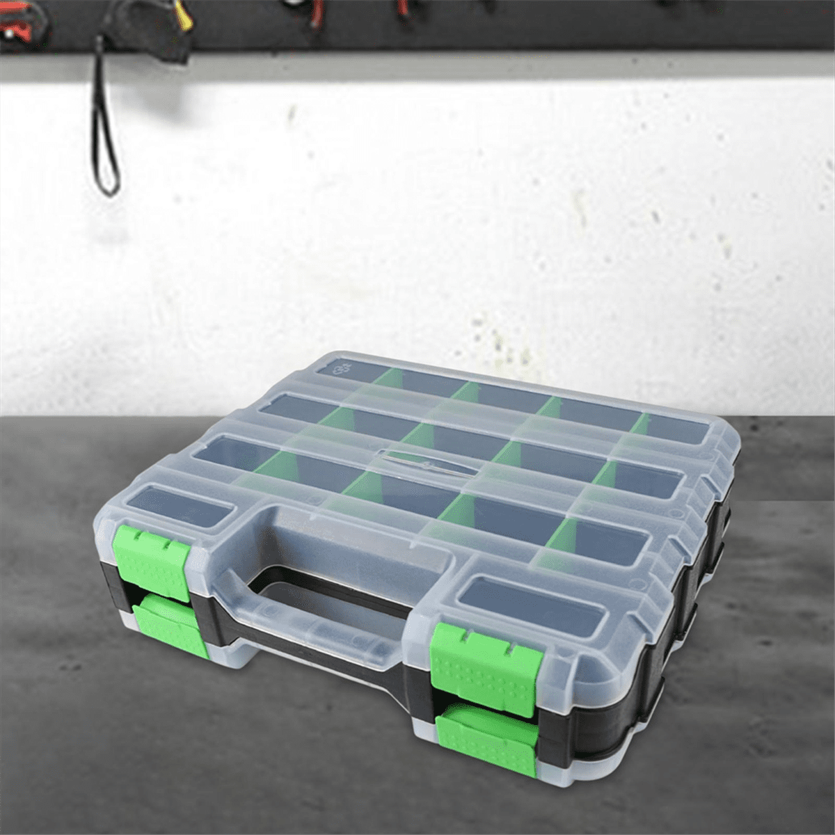 Box with 34 Compartments Hardware Storage Container for Nuts Small Parts Screw Fasteners,1 x Tool Box,Green - Image 4