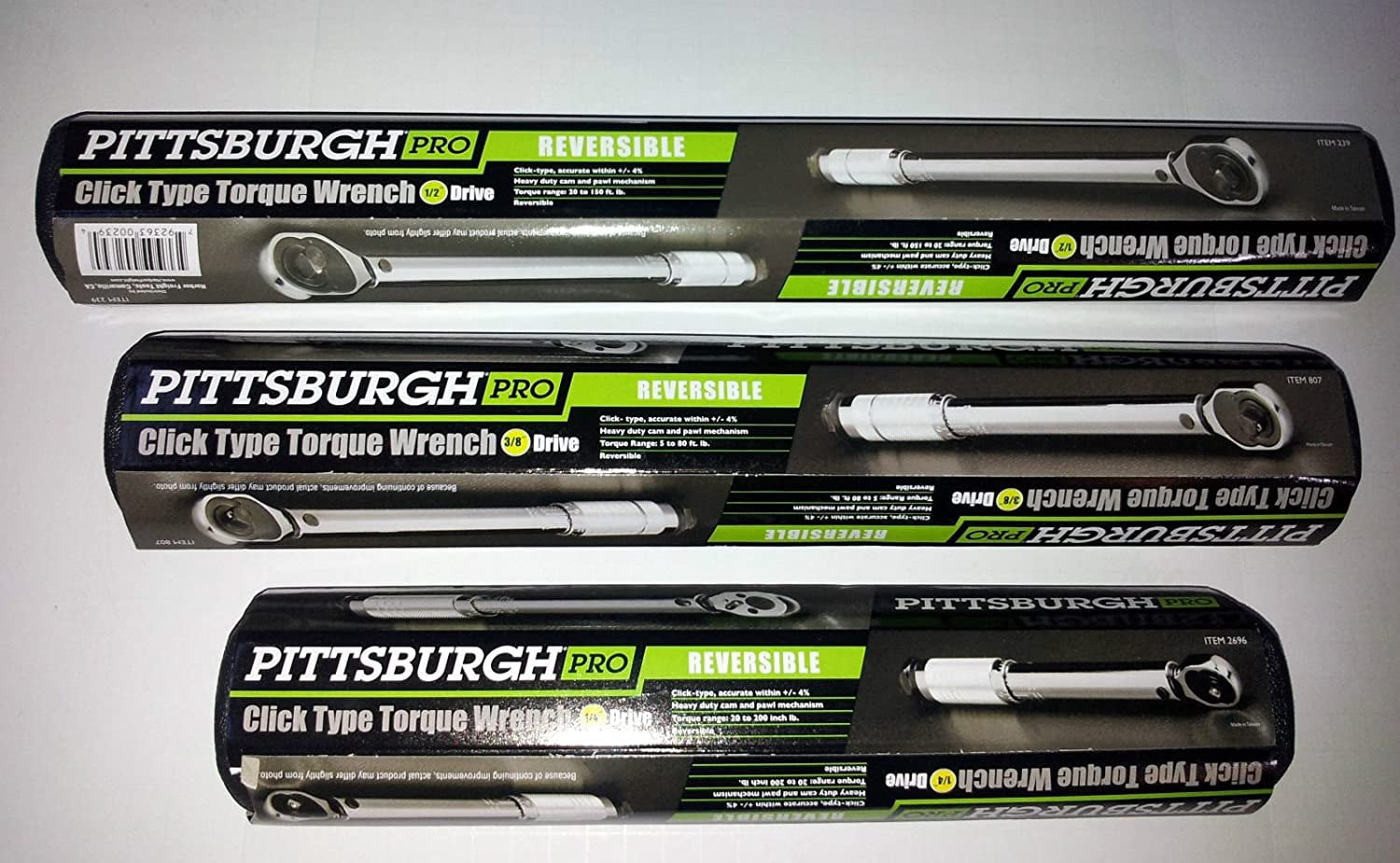 Set of 3 Pittsburgh Pro Reversible Click Type Torque Wrench Sizes 1/4", 3/8", 1/2" - Image 4