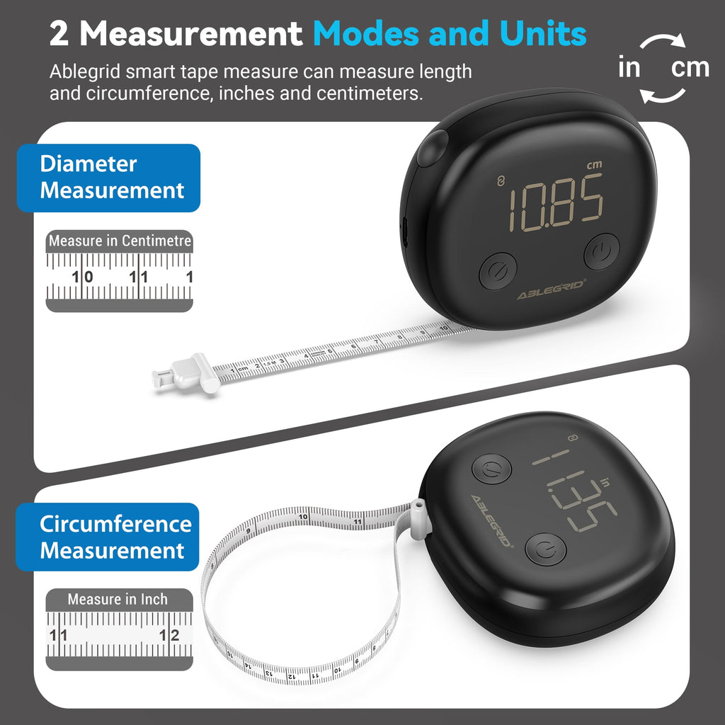 ABLEGRID Smart Body Tape Measure, Rechargeable Body Measuring Tape with APP, Accurate Retractable Digital Body Fat Measurement Device for Mu - Image 5