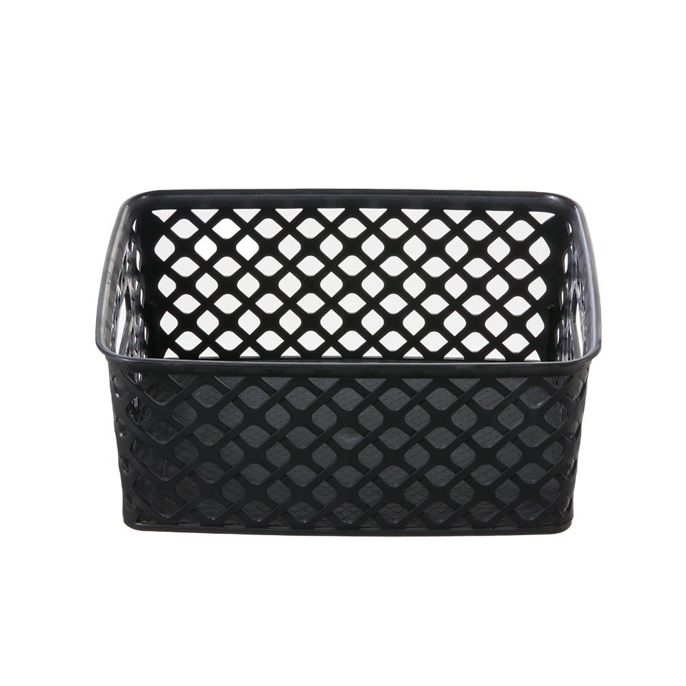 Small White Decorative Plastic Storage Basket, 10 in x 8 in x 4 in