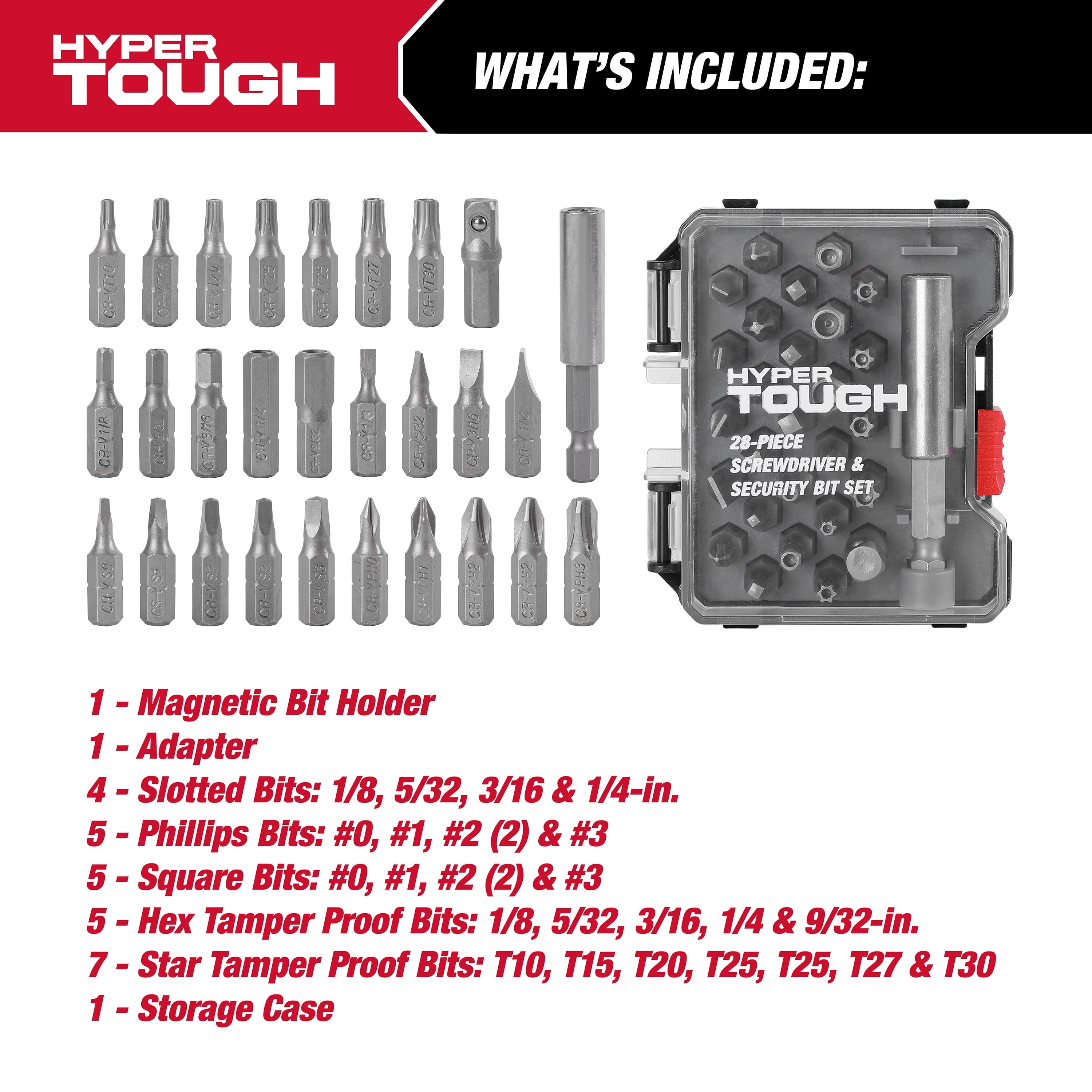 28-Piece Security and Screwdriver Bit Set in Case - Image 2