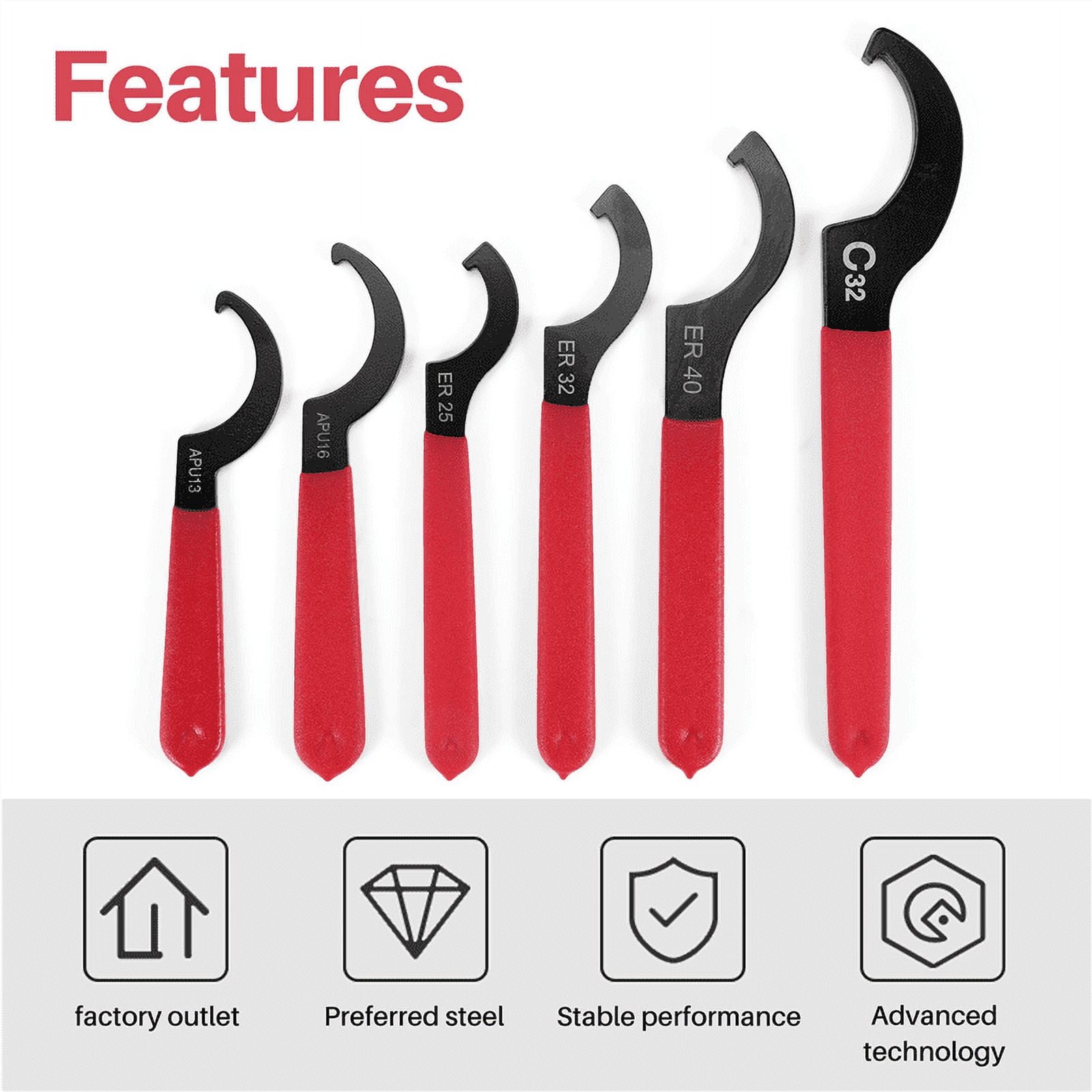 Adjustable Steel Construction Spanner Wrench Set 6 Piece - Image 5
