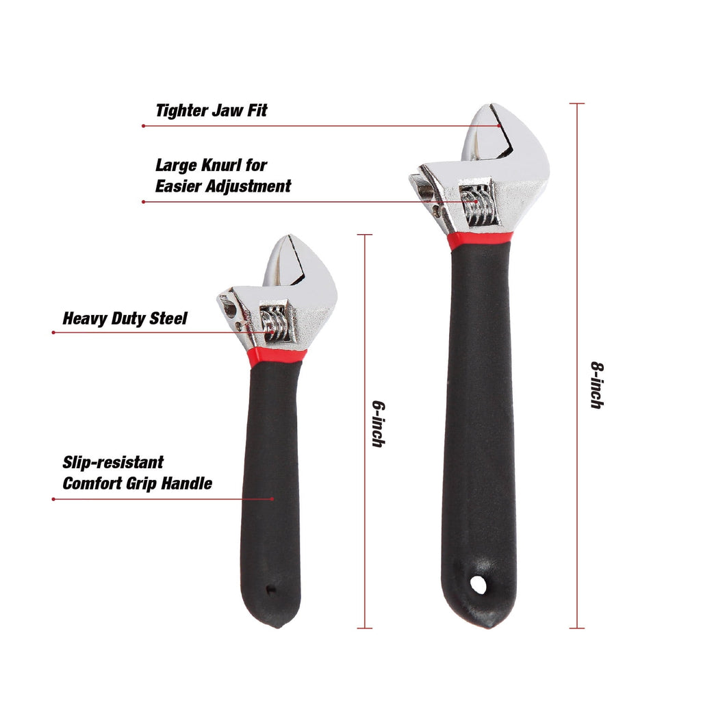 2-Piece Adjustable Wrench Set with Comfort Handles, 6-inch & 8-inch - Image 3