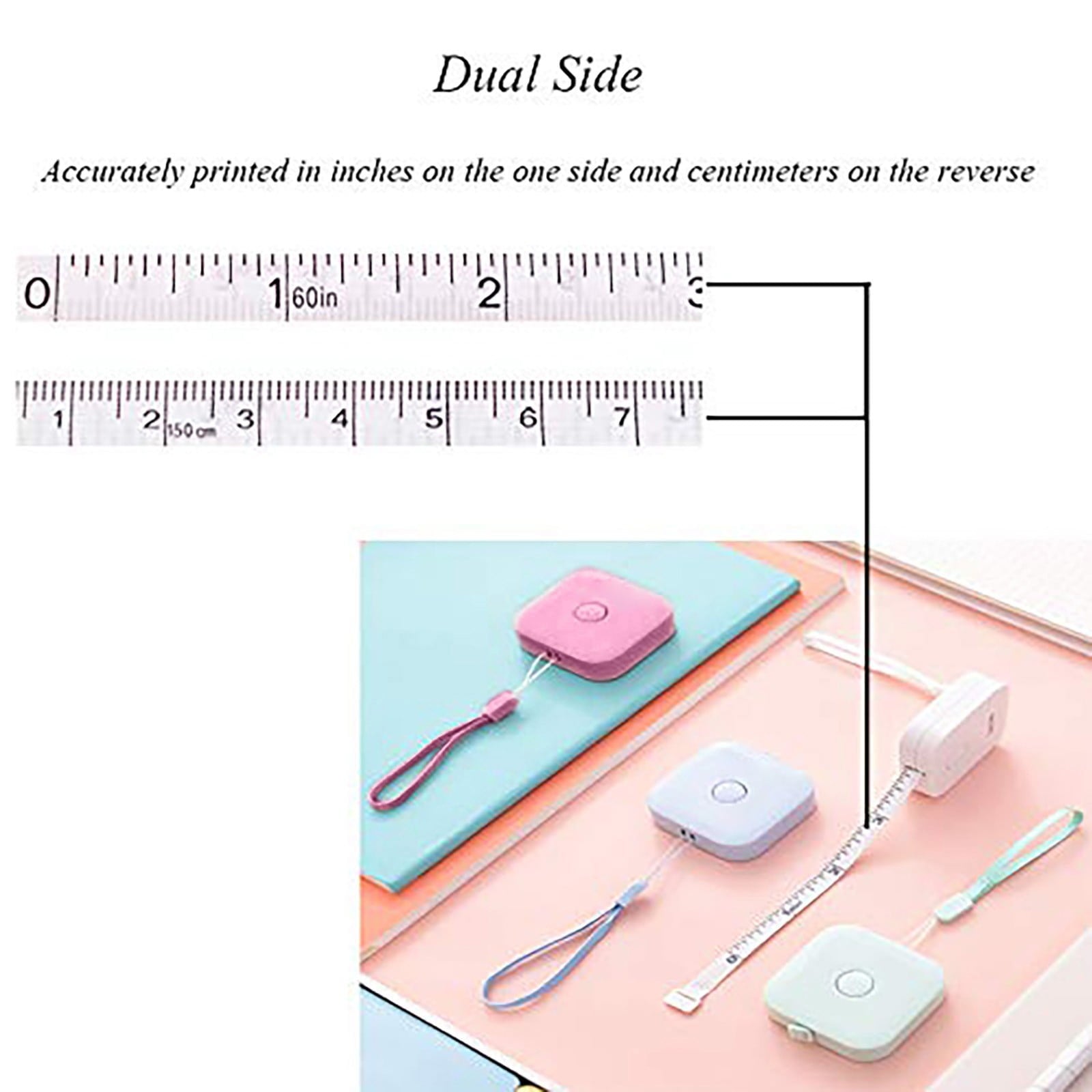 Candy Color Tape Measure, Retractable Body Measure Tape Pocket Soft Ruler Round Tape for Cloth Drafting Tools and Dra... - Image 5