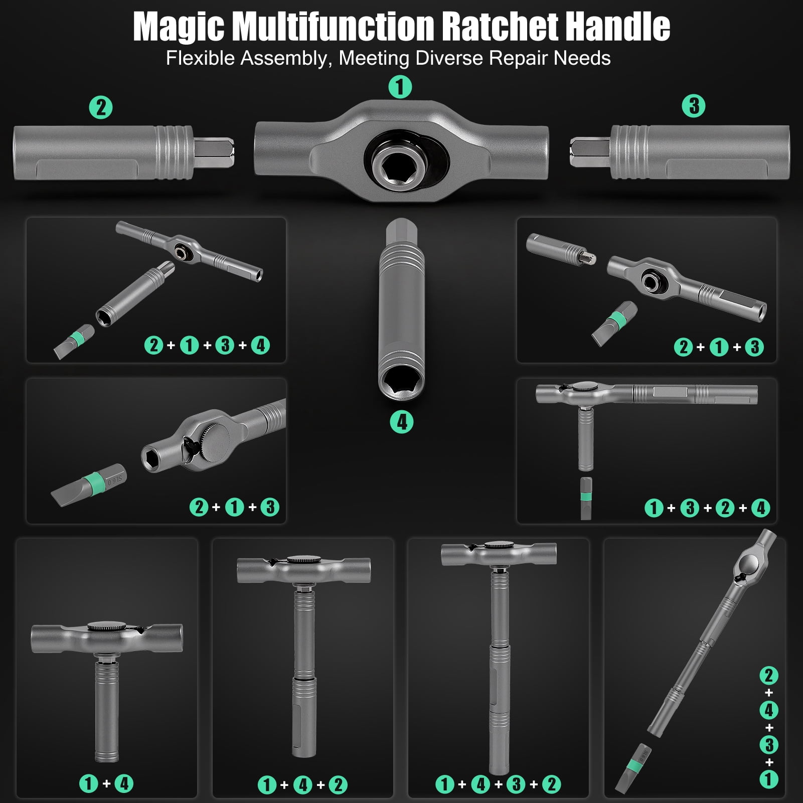 50 in 1 Magnetic Screwdriver Set, Multi Bit Magnetic Drive with Ratchet Handle, DIY Ratchet Screwdriver Set, Portable Repair Tool Kit for Fu - Image 2