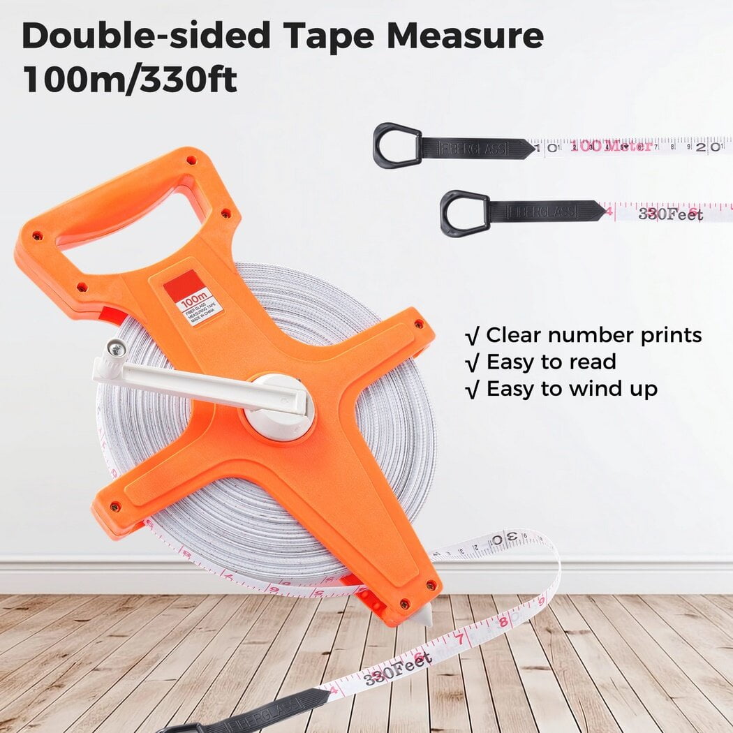 100m/330ft Tape Measure,Extra Long Standard & Metric Industrial Measuring Tape, Dual Sided Measuring Wheel for Yard, ... - Image 3