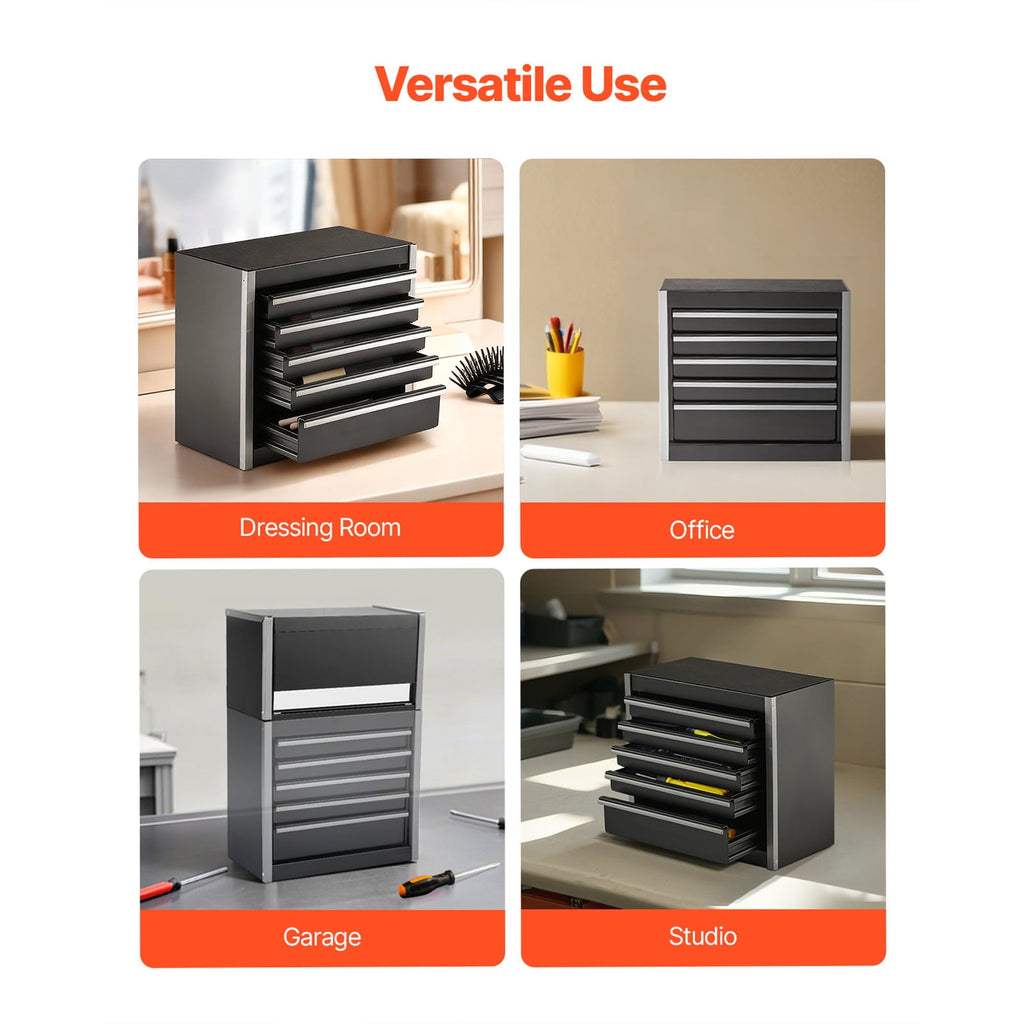 KFFKFF Portable Metal Tool Box, 8.6-inch, Compact Metal Tool Chest with 5 Drawers, Durable Steel Construction with EVA Liners and Non-Slip F - Image 5