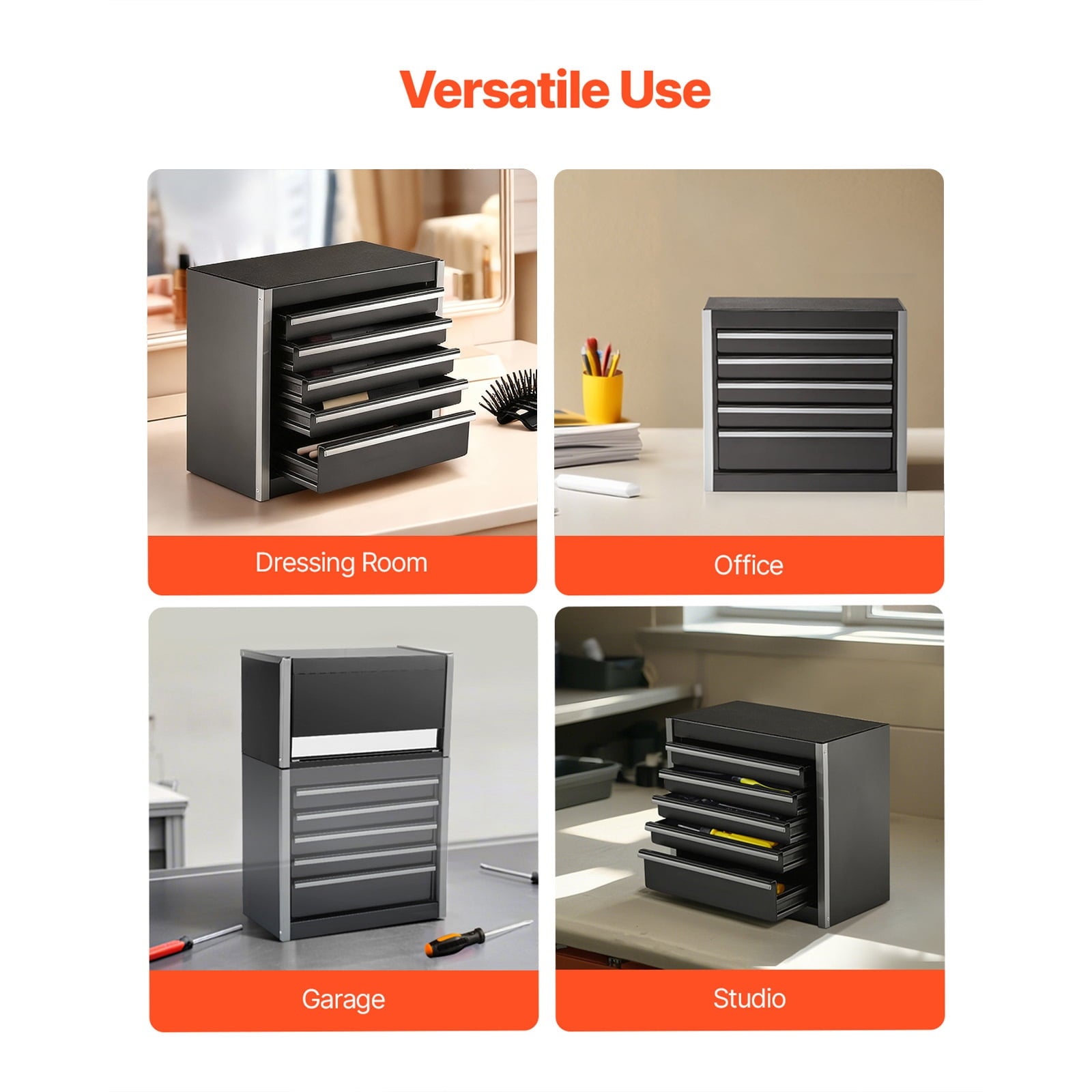 KFFKFF Portable Metal Tool Box, 8.6-inch, Compact Metal Tool Chest with 5 Drawers, Durable Steel Construction with EVA Liners and Non-Slip F - Image 5