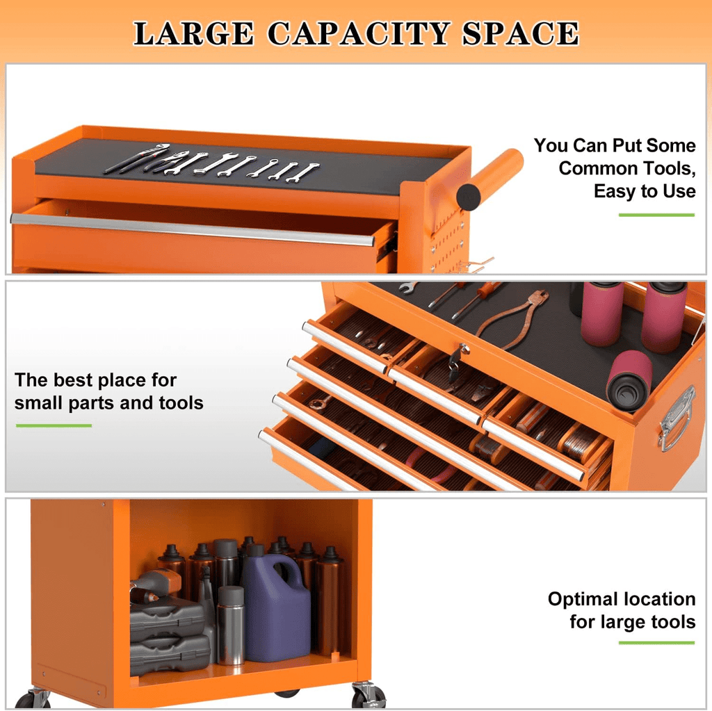 8-Drawer on wheels, Rolling Chest & Cabinet Large Capacity with , Lockable Organizer for Garage Workshop Warehouse, H... - Image 5