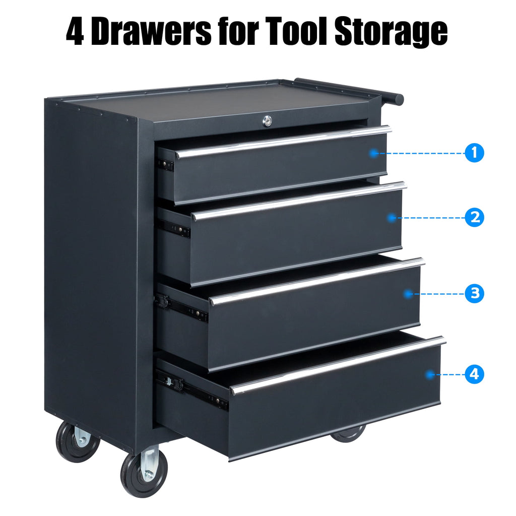 4-Drawer Chest Rolling Cabinet with Wheels for Home Improvement, Auto Mechanics - Image 6