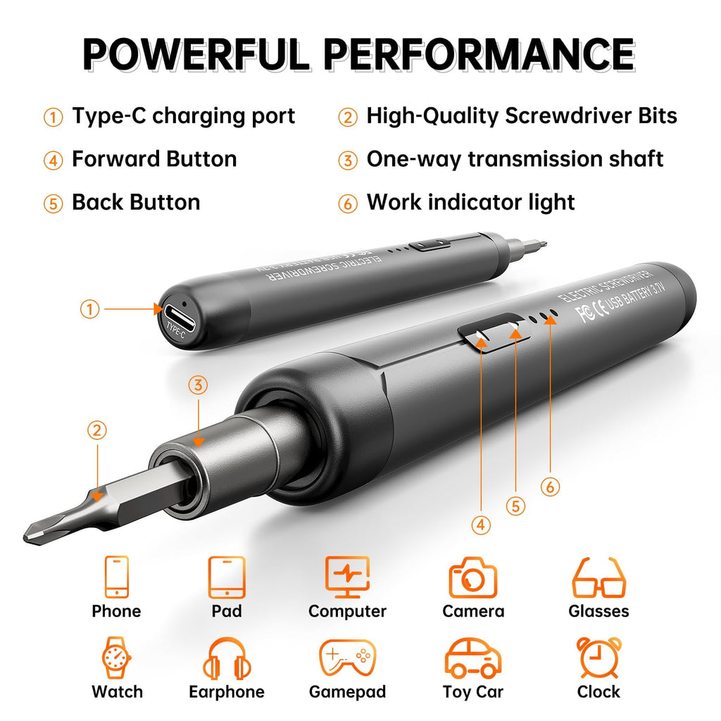 46-in-1 Mini Electric Screwdriver Kit, 3N.m Torque & Quick-Charge | Precision Set with Magnetic Bits & Case | 5 Torqu... - Image 3