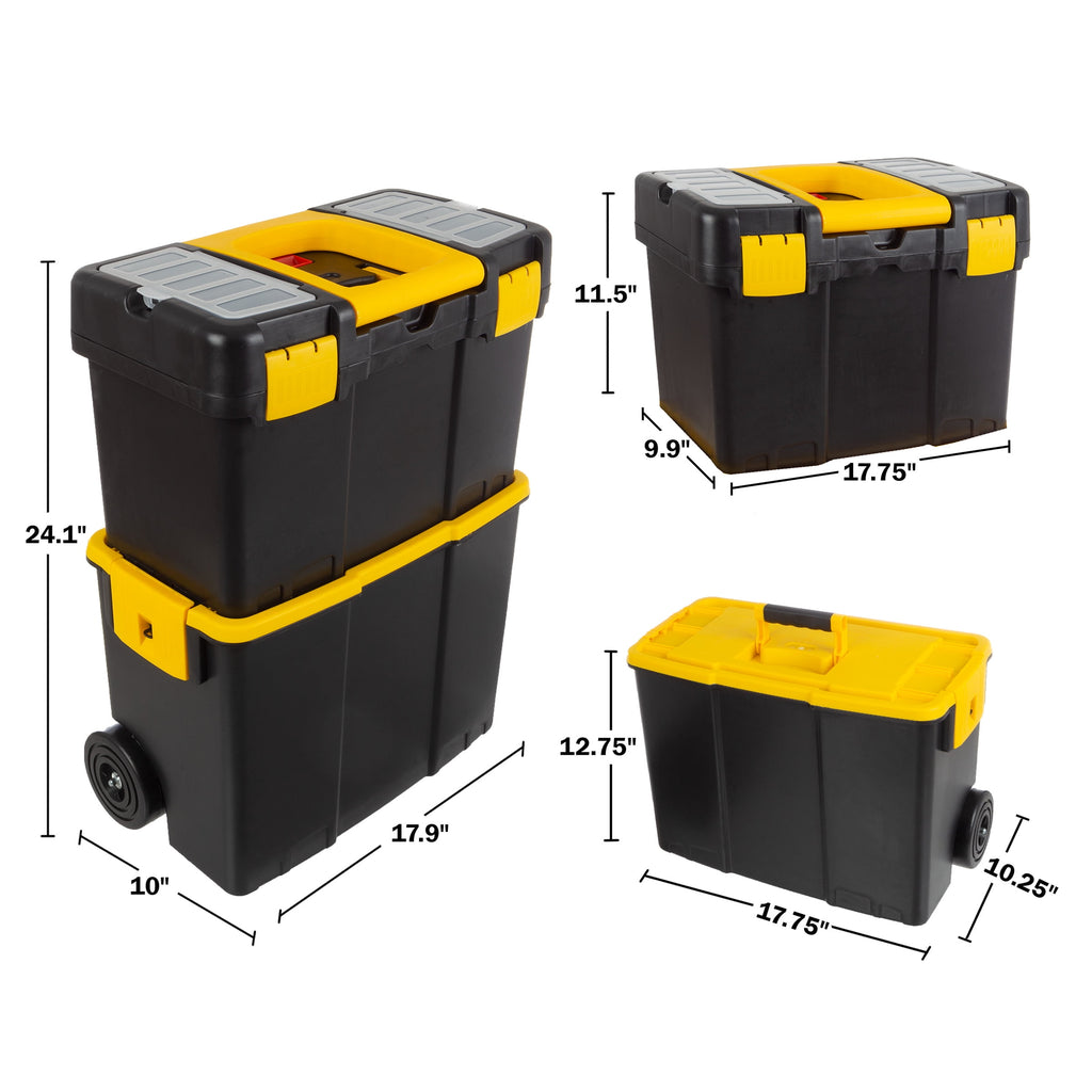 Stalwart Portable Tool Box with Wheels - Stackable 2-in-1 Tool Organizers - Image 4