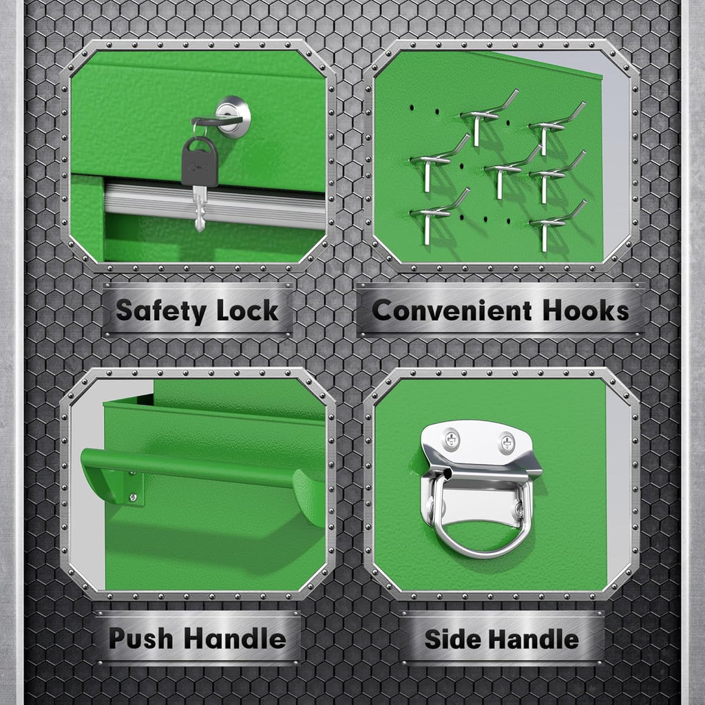 & Cabinet, Large Capacity 8-Drawer Rolling Box Organizer with Wheels Lockable, Green - Image 4