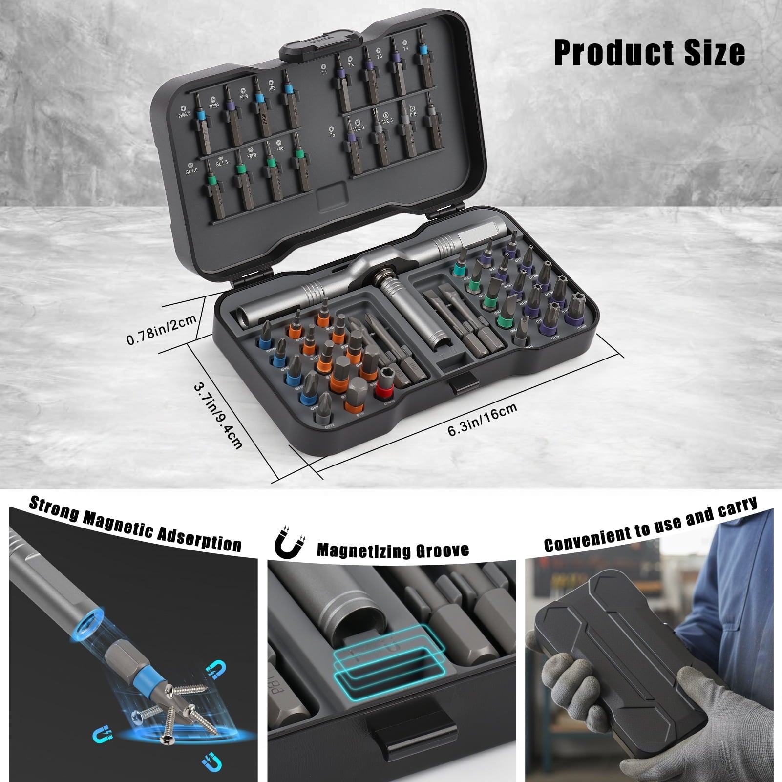 50 in 1 Magnetic Screwdriver Set, Multi Bit Magnetic Drive with Ratchet Handle, DIY Ratchet Screwdriver Set, Portable Repair Tool Kit for Fu - Image 3
