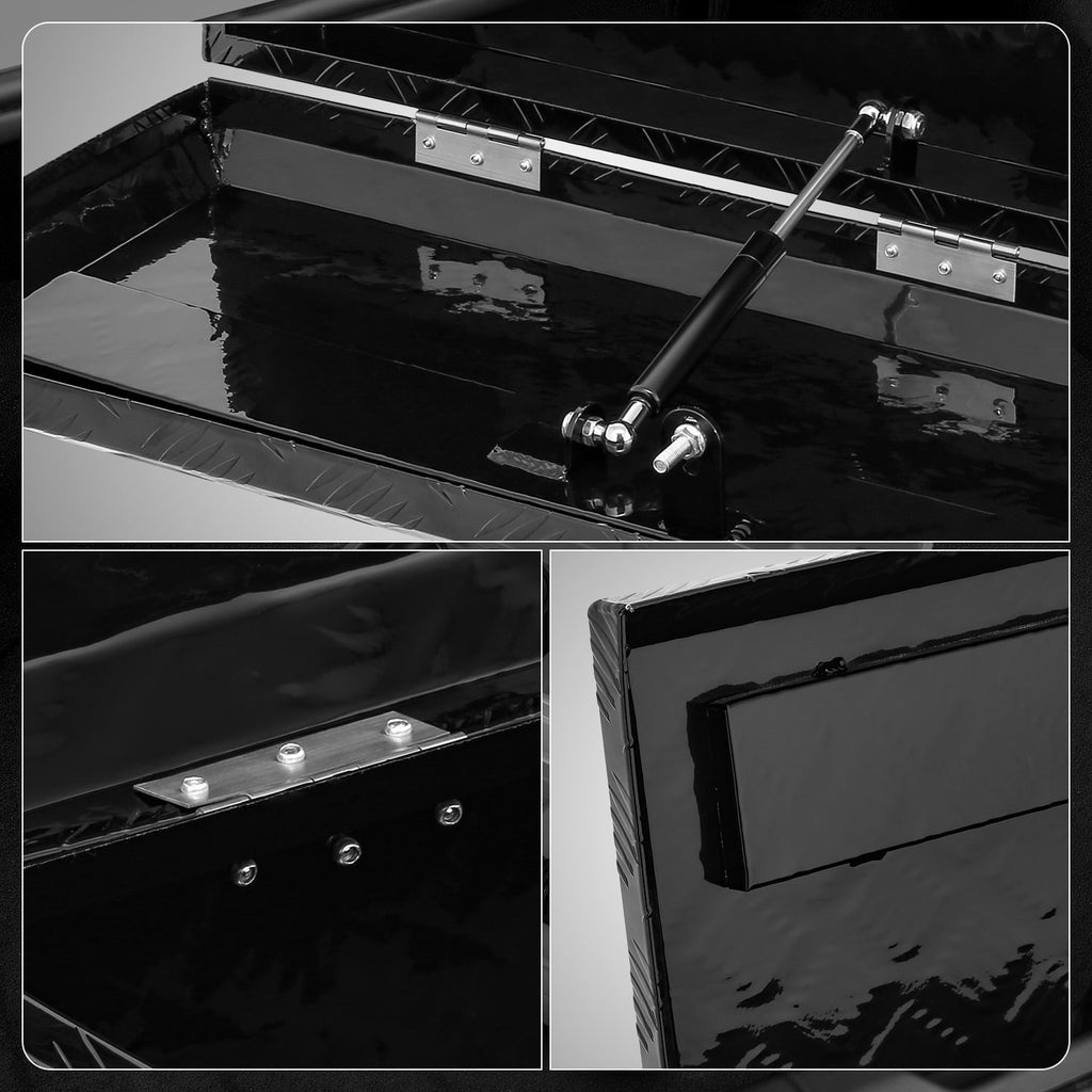 34"x6"x13" Aluminum Pickup Truck Trailer Trunk Bed Tool Storage Box w/ Lock Black - Image 6