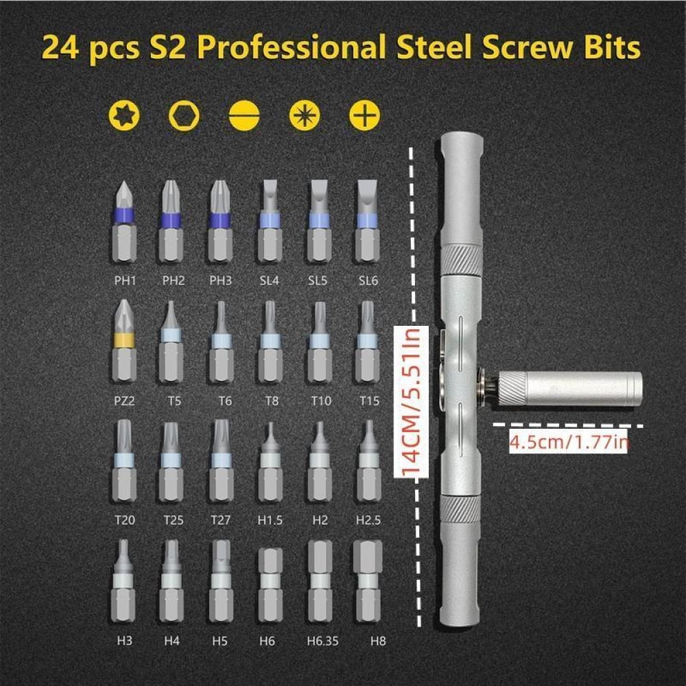 24 in 1 DlY Screwdriver Set,1 Set SwitchableScrewdriver Shape Magnetic Screwdriver Set,Compact and Portable Ratchet S... - Image 2