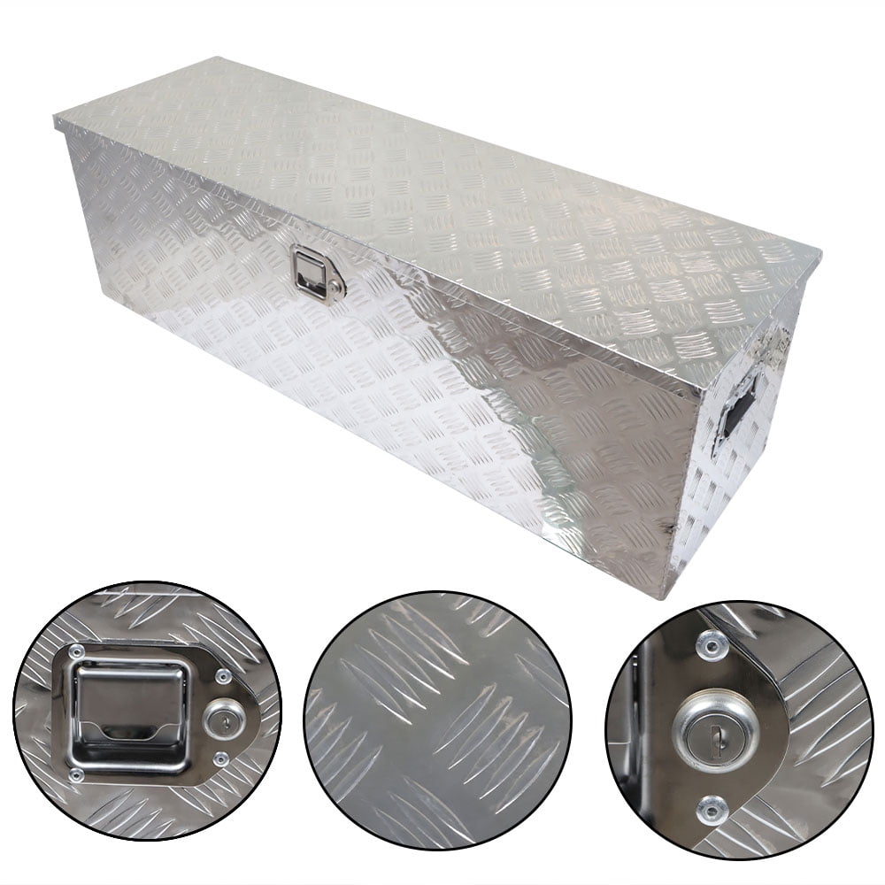 LABLT 49 inch Aluminum Diamond Plate Tool Box Pick Up Truck Bed Storage Chest Box RV Trailer Organizer Lock W/Key Silver - Image 4