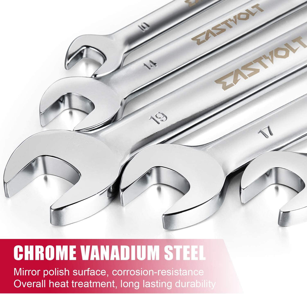 Eastvolt 12 Pieces Flex Head Ratcheting Wrench Set, Metric 8mm-19mm, Combination Ended Spanner kits, Chrome Vanadium Steel with Toolbox - Image 3