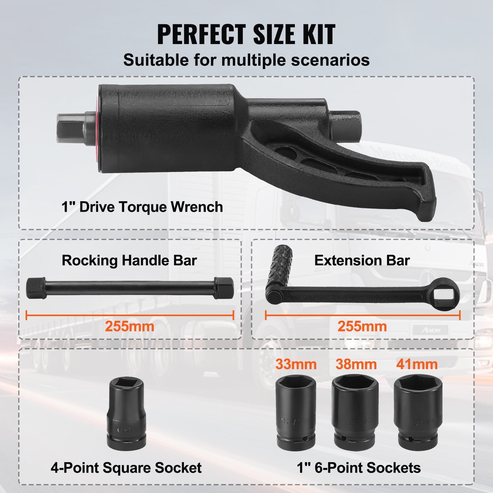 Torque Wrench, 1" Drive Heavy Duty Torque Multiplier Wrench with 4 Sockets (21-41mm), Drive Lug Nut Wrench/Multiplier... - Image 3