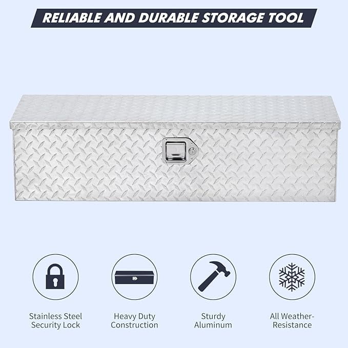 48 Inch Aluminum Truck Tool Box for Pickup Truck Bed RV Toolbox, Heavy Duty Tool Storage Box, Waterproof Storage Orga... - Image 6