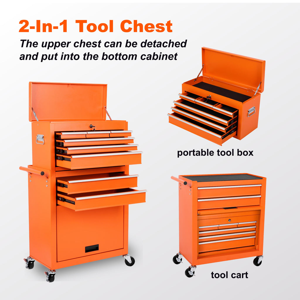 8-Drawer on wheels, Rolling Chest & Cabinet Large Capacity with , Lockable Organizer for Garage Workshop Warehouse, H... - Image 3