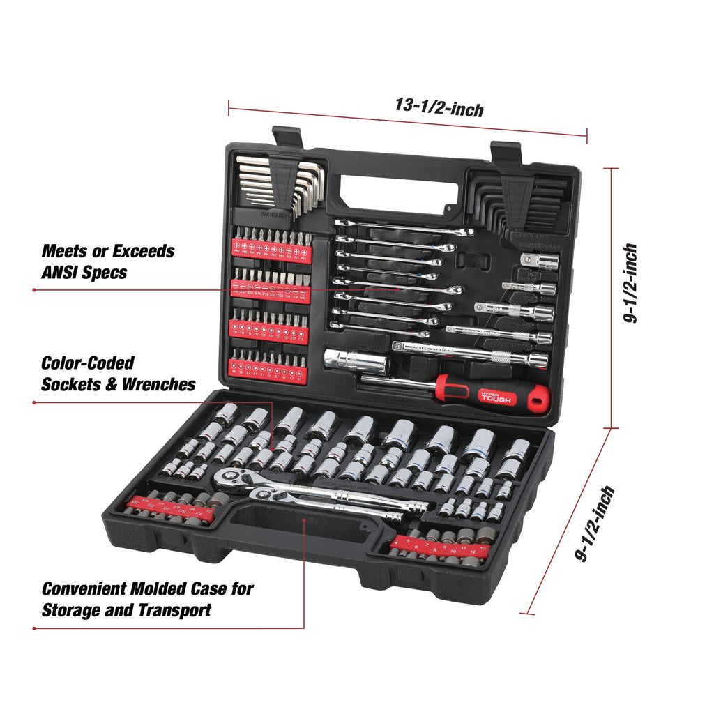 144-Piece 1/4, 3/8 and 1/2-inch Drive Mechanics Tool Set, Chrome Finish - Image 3