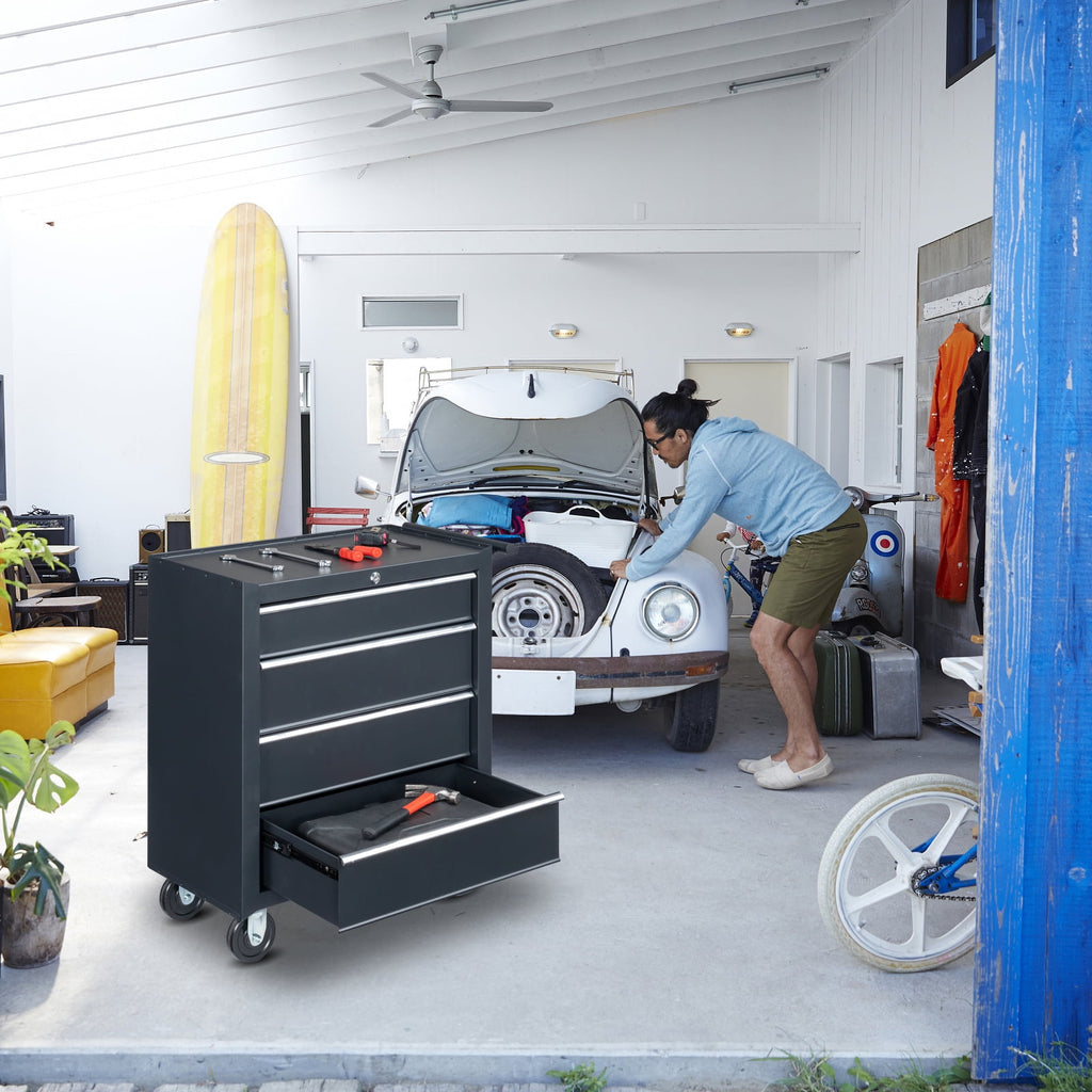 4-Drawer Chest Rolling Cabinet with Wheels for Home Improvement, Auto Mechanics - Image 2