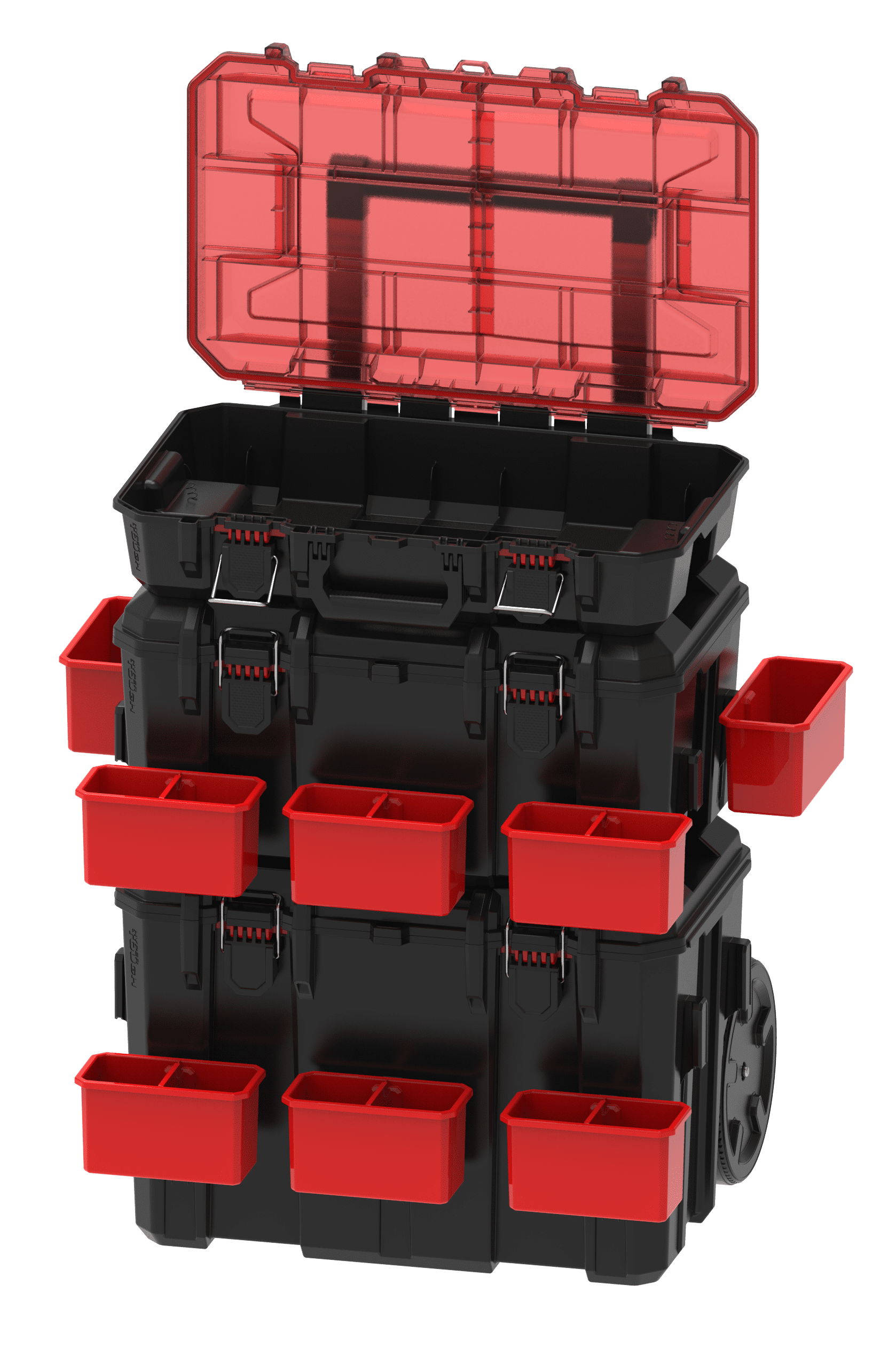 Hyper Tough Hyper Stack Heavy Duty 3 Piece Modular Rolling Toolbox System, Black - Image 3