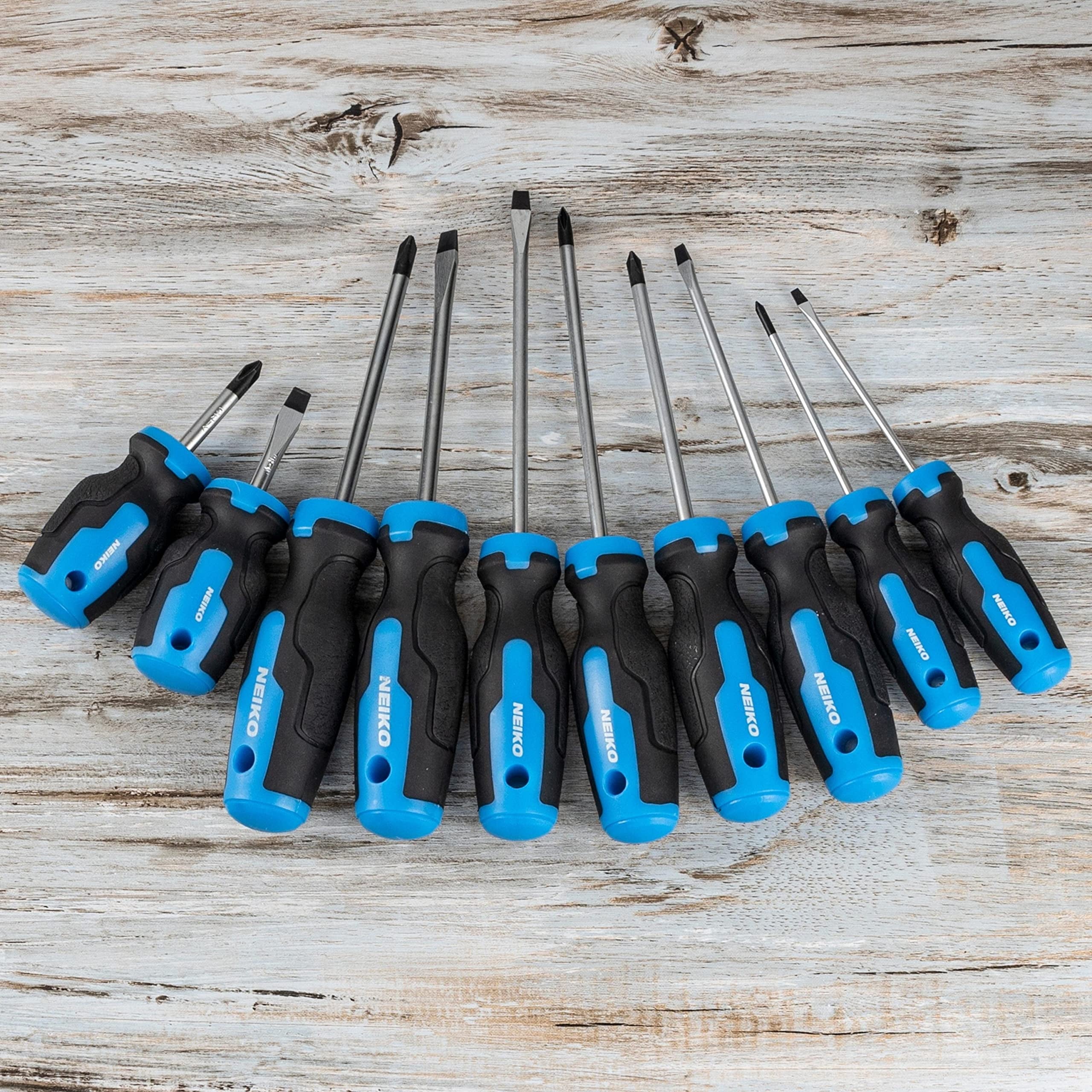 01378A Magnetic Screwdriver Set, 10 Piece, Phillips & Flathead, Heat Treated Chrome Vanadium Steel, Slotted Head Tip ... - Image 6