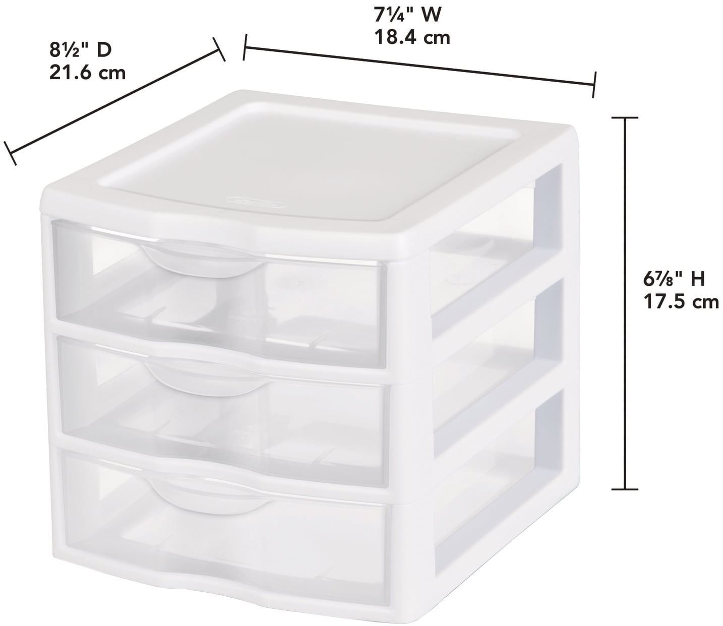 , 3 Drawer Clear Storage Bin, Desktop Drawer Storage Container, White