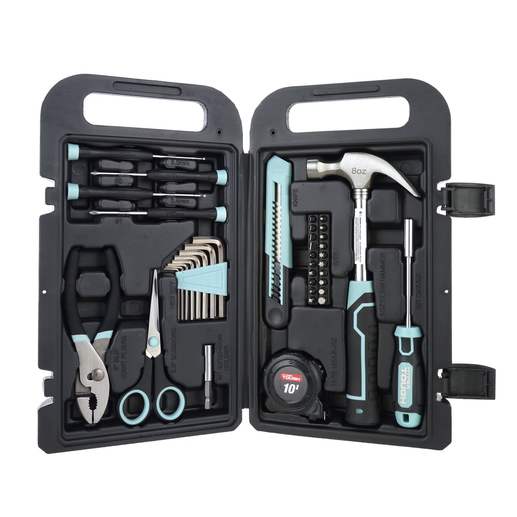 40-Piece Seafoam Household Tool Kit for Basic Repairs and Projects - Image 4