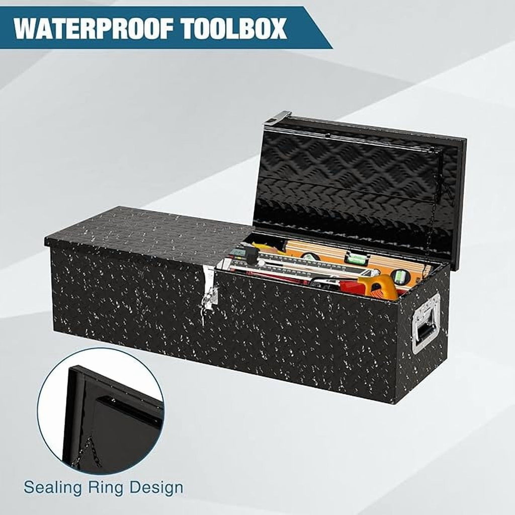 Box Heavy Duty Aluminum With Sliding Shelf, Diamond Plate box for Pick Up Rv Trailer, Trailer box Storage With Side H... - Image 4