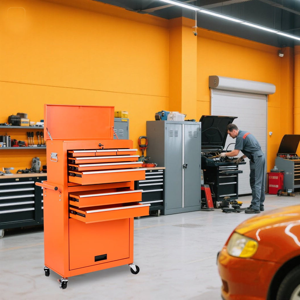8-Drawer on wheels, Rolling Chest & Cabinet Large Capacity with , Lockable Organizer for Garage Workshop Warehouse, H... - Image 2