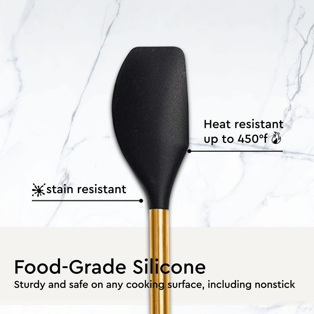 White Silicone and Gold Cooking Utensils Set