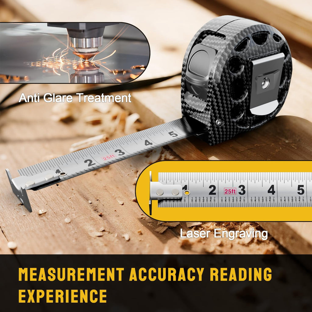 Tape Measure,Stainless Steel Measuring Tape with Lock Button,Portable Retractable Measure Ruler,Lightweight Hollow De... - Image 2
