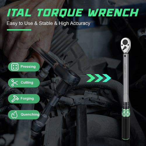 1/2-inch Drive Click Torque Wrench,14.76-162.36 Ft-Lb/20-220 Nm, Adjustable Torque Wrench Set with 1/2" to 3/8" Adapt... - Image 2