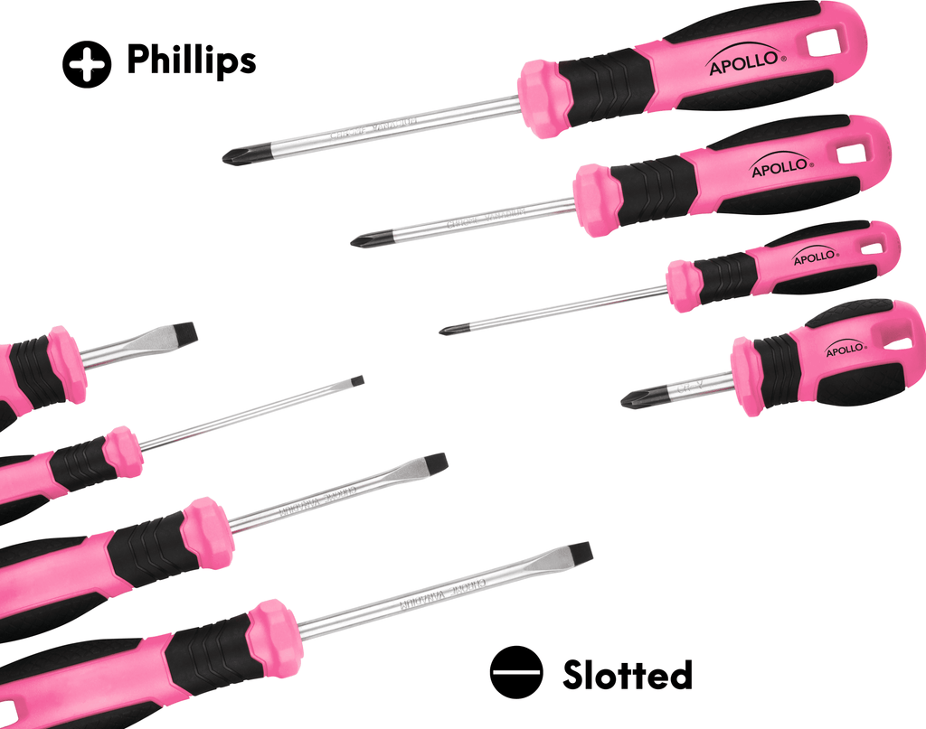 Apollo Tools 8 Pink Essential Screwdriver Set DT5018P - Image 2
