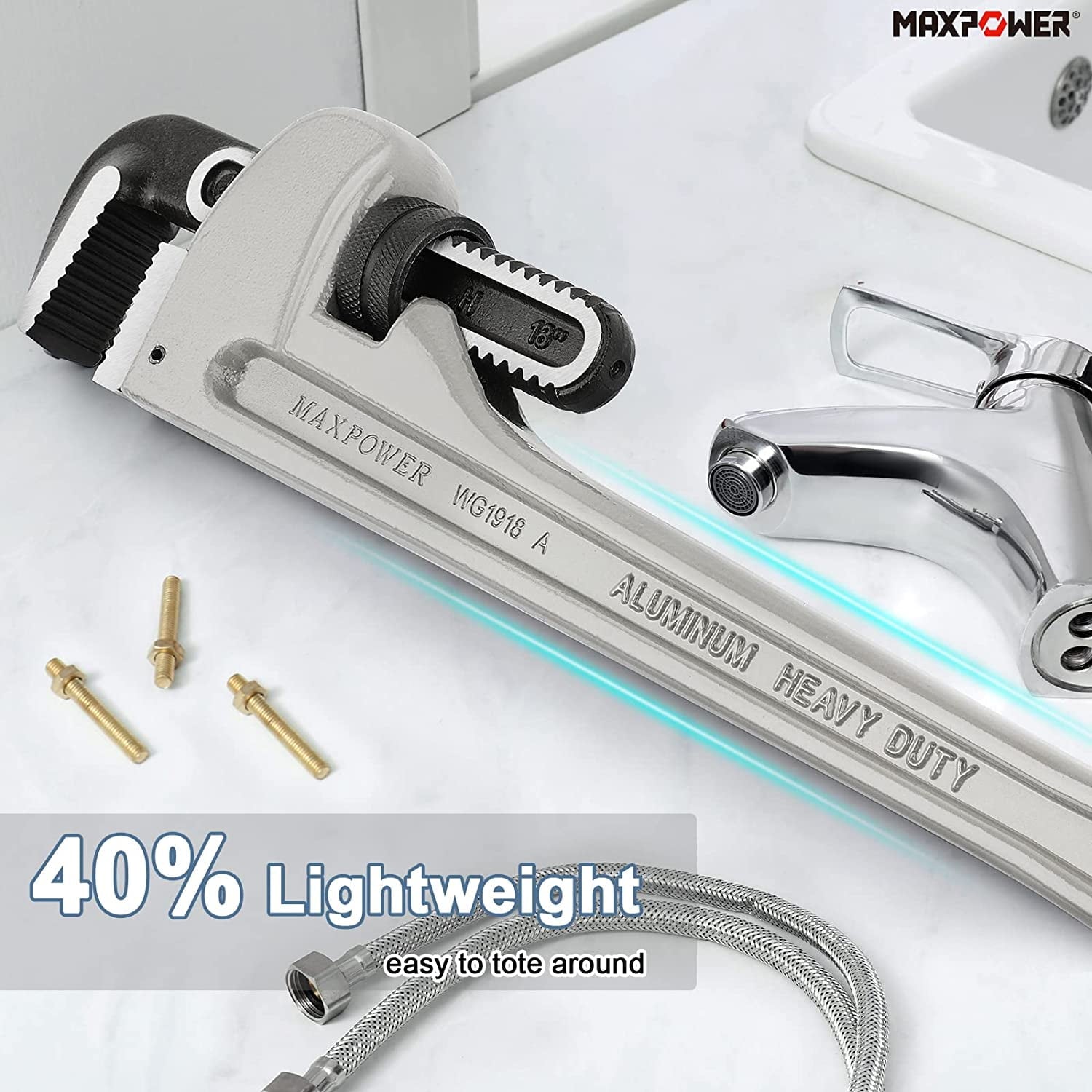 Pipe Wrench Set 10" 14" 18", Aluminum Plumber Wrenches, Straight Plumbing Wrench - Image 2
