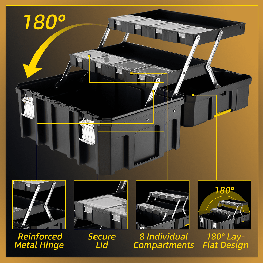 Tool Box with Wheels – 5 in 1 Modular Tool Organizer System, Portable Tool Box with Drawers for Garage Storage, Home ... - Image 6